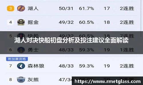 湖人对决快船初盘分析及投注建议全面解读